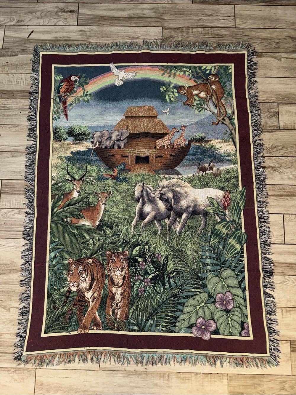 Noah's Ark Animal Tapestry Wall Hanging - Multicolor